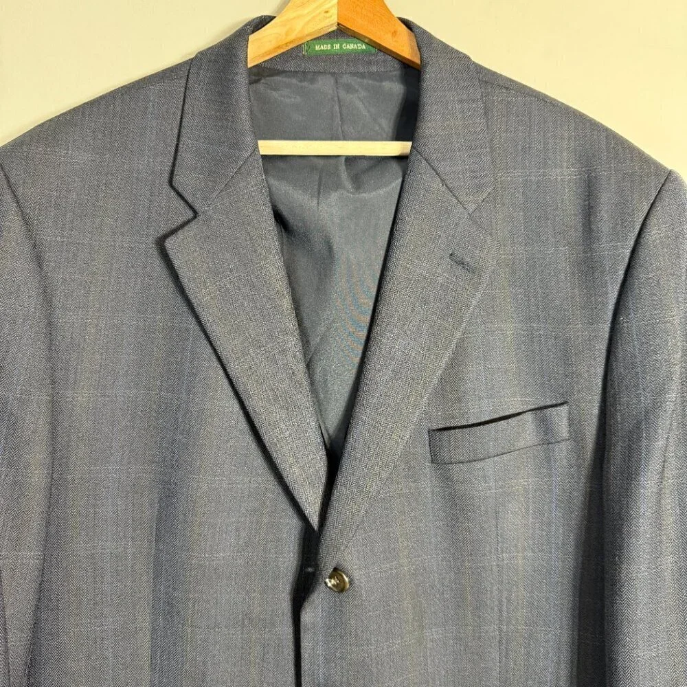 Lauren Ralph Lauren Plaid Wool Sport Coat Dinner Jacket Blazer Men's 46L Blue